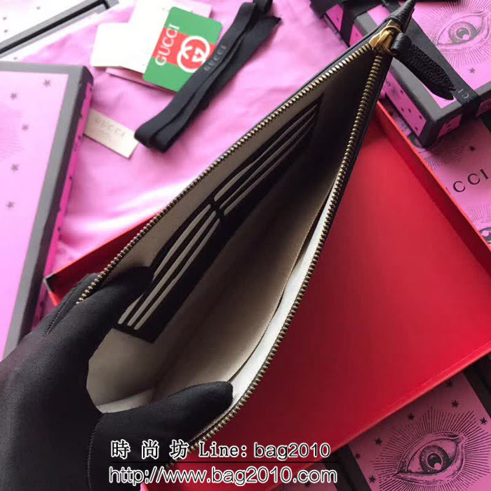 GUCCI古馳 歐洲正品原單 絲印經典款手包 495011 黑色全皮 WTG1585